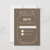 Mason Jar avec lucioles Mariage RSVP Brown (Devant)