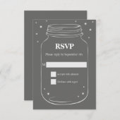 Mason Jar avec lucioles Mariage RSVP Grey (Devant / Derrière)