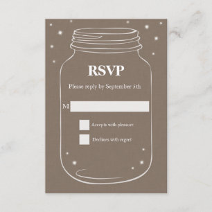 Mason Jar avec lucioles Mariage RSVP Linen