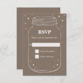 Mason Jar avec lucioles Mariage RSVP Linen (Devant / Derrière)