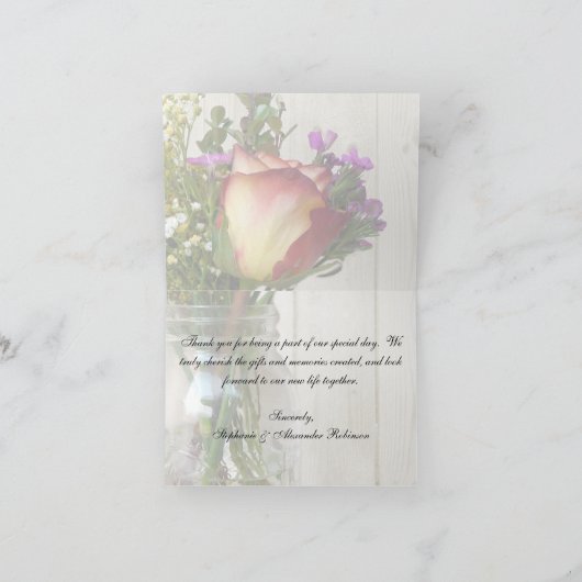 Mason Jar avec Rose et Merci Fleur sauvage (Intérieur)