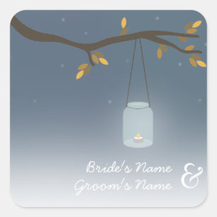 Mason Jar Avond Outdoor Herfst Bruiloft Sticker
