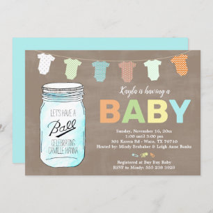 Mason Jar Baby Shower Invitations