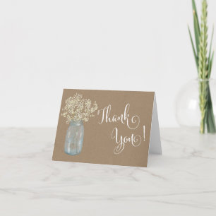 Mason Jar Baby's Breath THank je opmerking Bedankkaart