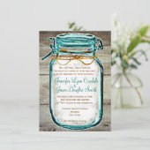 Mason Jar Barn Wood Rustic Wedding Invitations Kaart (Staand voorkant)