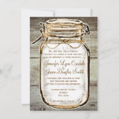 Mason Jar Barn Wood Rustic Wedding Invitations Kaart (Voorkant)