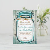 Mason Jar Barn Wood Rustic Wedding Invitations Kaart (Staand voorkant)