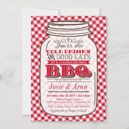 Mason Jar BBQ Invitation, Couples Shower Barbecue Kaart