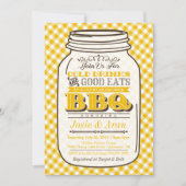Mason Jar BBQ Invitation, Couples Shower, Yellow Kaart (Voorkant)