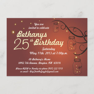 Mason Jar Birthday Invitation in Burnt Sinaasappel Kaart