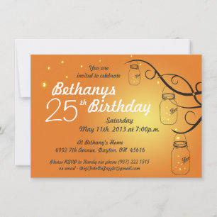 Mason Jar Birthday Invitation in Sunset Colors Kaart