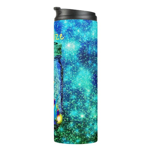 Mason jar bliksemschichten bugs gloeiende vuurvlie thermosbeker (Geroteerd rechts)