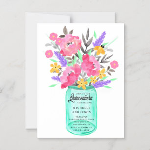 Mason Jar Bloemen Boeket Quinceanera Magnetische K Uitnodiging