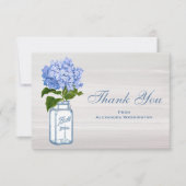 Mason Jar & Blue Hydrangea Grey Hartelijk dank Bedankkaart (Voorkant)