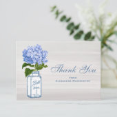 Mason Jar & Blue Hydrangea Grey Hartelijk dank Bedankkaart (Staand voorkant)