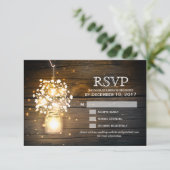 Mason Jar brillant Lights floral carte RSVP (Debout devant)