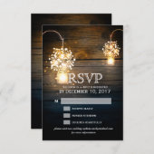 Mason Jar brillant Lights floral carte RSVP (Devant / Derrière)
