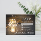 Mason Jar brillant Lights floral carte RSVP (Debout devant)