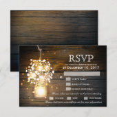 Mason Jar brillant Lights floral carte RSVP (Devant / Derrière)
