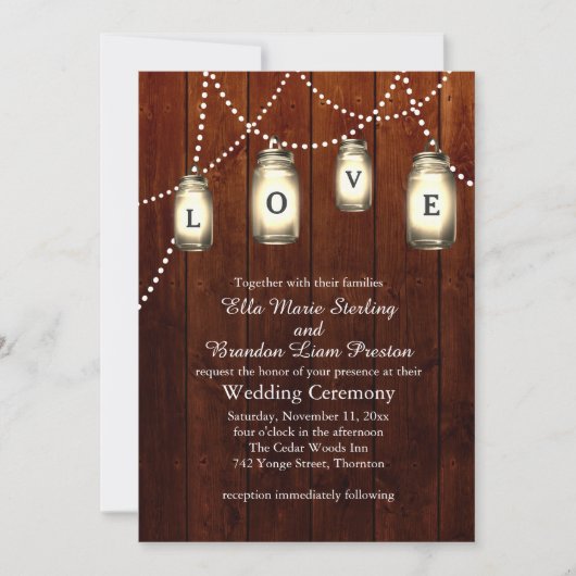 Mason Jar bruiloft uitnodiging (Voorkant)