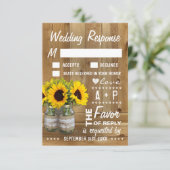 Mason Jar Burlap Dentelle Tournesol Mariage Cartes (Debout devant)