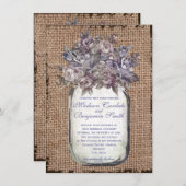 Mason Jar Burlap Rustic Wedding Uitnodiging (Voorkant / Achterkant)