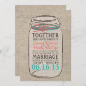 Mason Jar Burlap rustieke bruiloft uitnodiging (Voorkant / Achterkant)