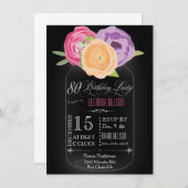 Mason Jar Chalkboard 80th Birthday Invitation Kaart (Voorkant / Achterkant)