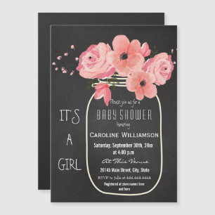 Mason Jar Chalkboard Baby shower Magnetische Uitnodiging