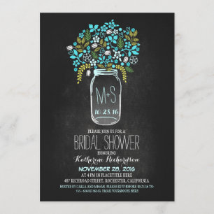 mason jar chalkboard bridal doucheuitnodiging kaart