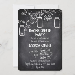 Mason Jar Chalkboard Rustic Bachelorette Party Inv Kaart