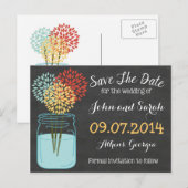 Mason Jar Chalkboard Sla de datum op Aankondigingskaart (Voorkant / Achterkant)