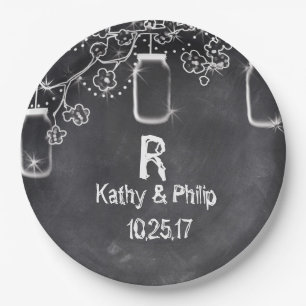 Mason Jar Chalkboard String Lights Rustic Wedding Papieren Bordje