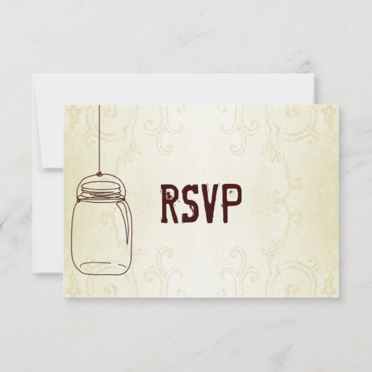 Mason Jar Country Swirls Weddenschap RSVP-kaarten RSVP Kaartje (Achterkant)