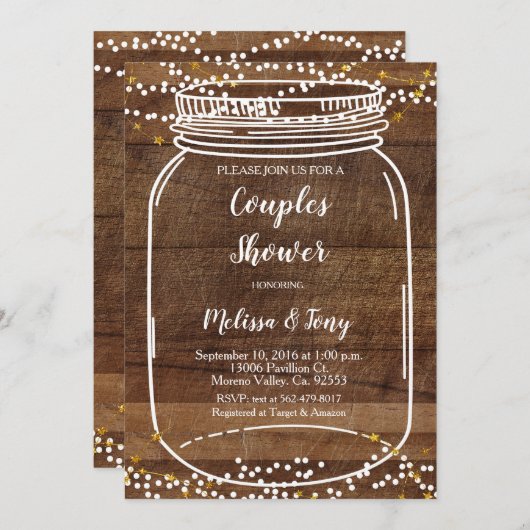 Mason Jar Couple Shower Invitation card (Devant / Derrière)