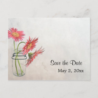 Mason Jar Daisies Briefkaart - Save the Date