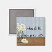 Mason Jar Daisies Favor Magnet Magneet (Voorkant / Achterkant)