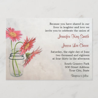 Mason Jar Daisies Invitations De Mariage