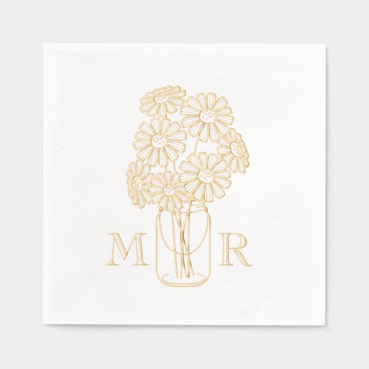 Mason Jar Daisies Monogrammes Initiales Mariage (Recto)
