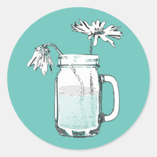 mason jar daisies ronde sticker