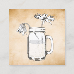 mason jar daisies square visitekaartje
