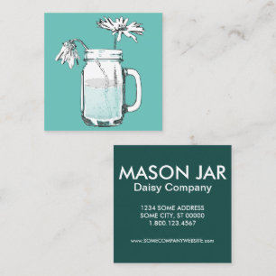 mason jar daisies vierkante visitekaartje