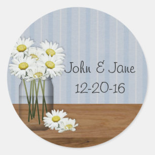 Mason Jar Daisies Wedding Sticker