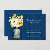 Mason Jar Daisies Zonnebloemen & Billy Balls RSVP (Voorkant / Achterkant)