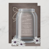 Mason Jar Daisy Bruin Bruiloft Uitnodigingen (Voorkant / Achterkant)