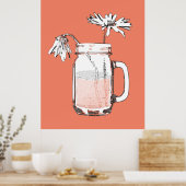 mason jar daisy impression toile (Cuisine)