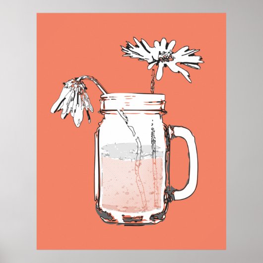 mason jar daisy impression toile (Devant)