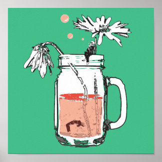 Mason Jar Daisy verdrinkt Poster