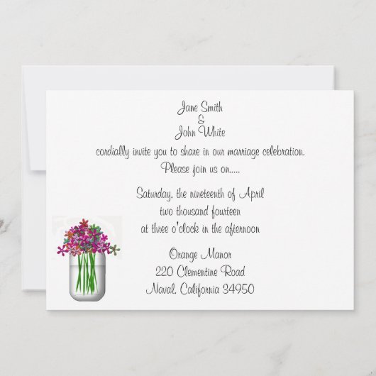 Mason Jar De Fleurs Faire-part de mariage (Dos)