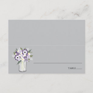 Mason Jar de jardin violet Carte de place d'esco